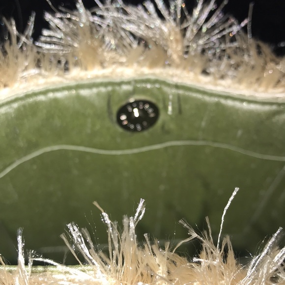 Silk brocade Bridal handbag w/ eyelash trim - Picture 2 of 5